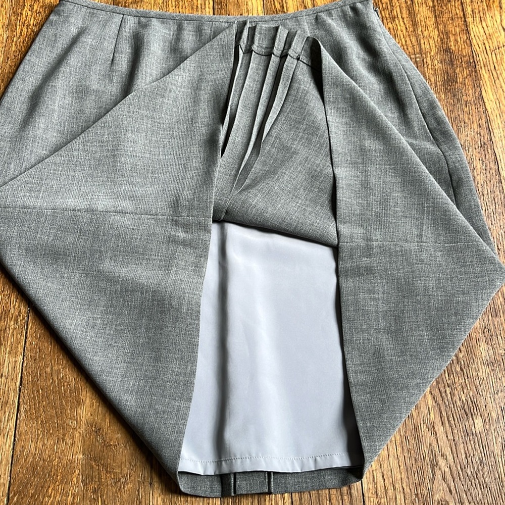 J. Crew tailored skirt kick pleats heather gray crepe 8 - Picture 6 of 12